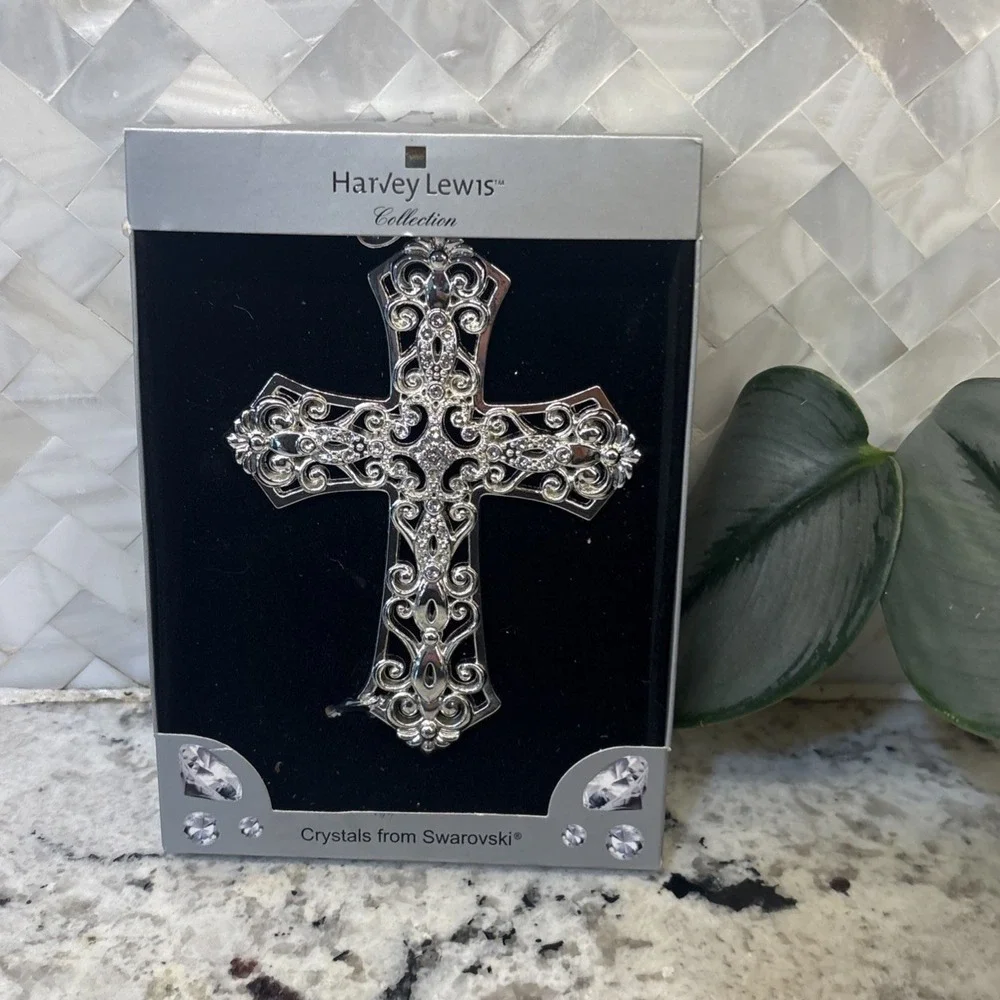 HARVEY LEWIS Swarovski Cross Christmas Ornament Christian Rhinestones Crystals